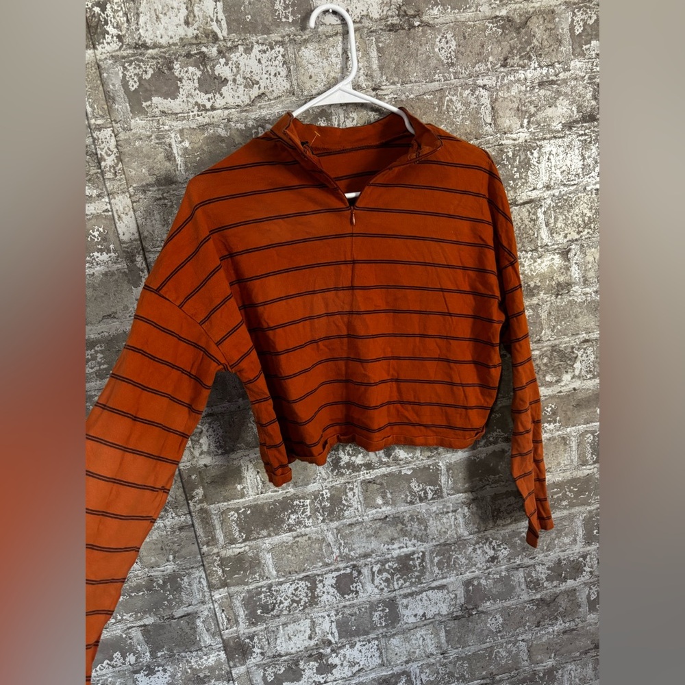 Forever 21 Orange and Black Striped Top